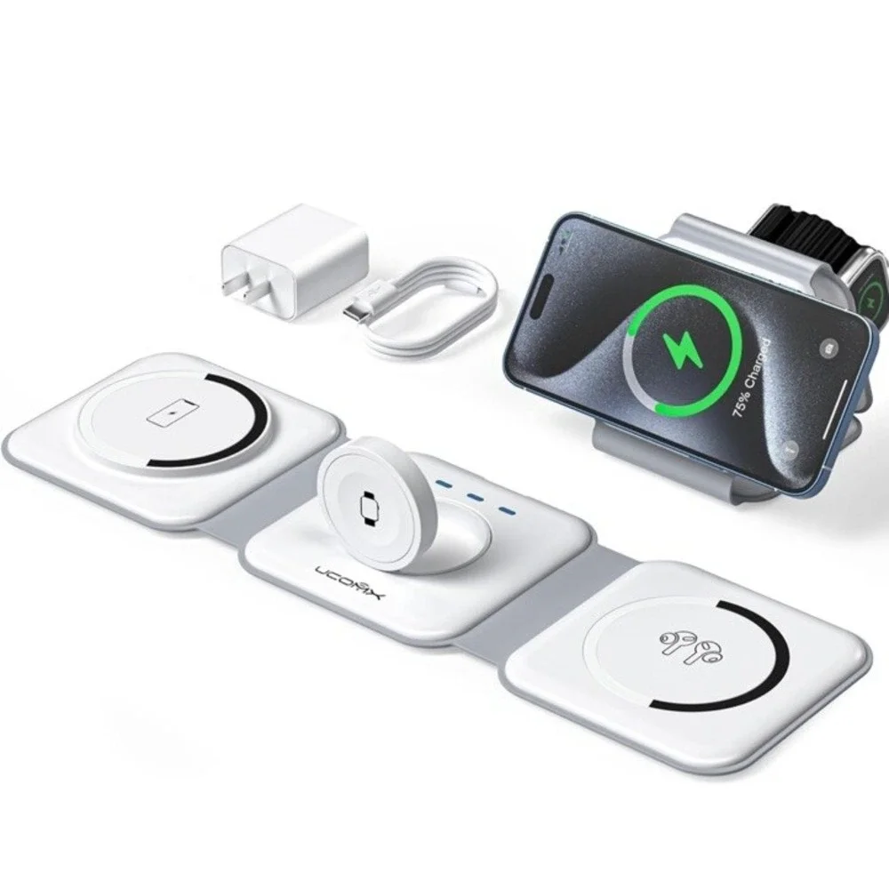 UCOMX Nano‎ 3 in 1 Wireless Charger for iPhone,Magnetic Foldable 3 in 1 Charging